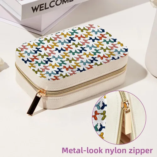 Vista 6 de MUOOUM Bolsa organizadora de joyas de viaje, caja de almacenamiento de joyas para aretes, anillos, collares, globos, perros
