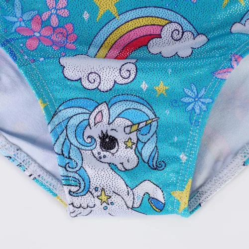 Vista 5 de EQSJIU Leotardos de gimnasia para niñas y niños, diseño brillante, arco iris, galaxia, aurora, colorido, mariposa, flor, bailarina