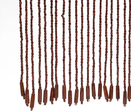 Vista 7 de Cortina de madera de bambú natural con cuentas de 52 hebras de madera para colgar, divisor decorativo hecho a mano, bohemio, de madera, para puerta