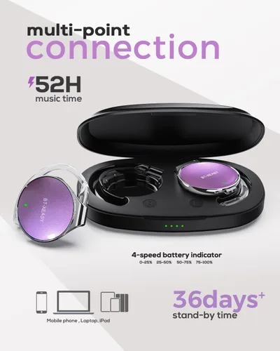 Vista 4 de Micool Auriculares de oreja abierta Bluetooth 5.4, auriculares deportivos inalámbricos con cancelación de ruido en forma de gota de agua