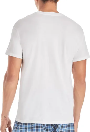 Vista 5 de Hanes Camiseta interior de algodón sin etiqueta con cuello en V para hombre, paquete múltiple