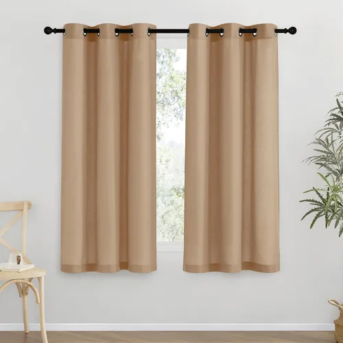Vista 236 de NICETOWN - Cortinas de lino angora para ventana de cocina sobre el fregadero, con ojales, lino grueso angora, tratamientos cortos para ventanas