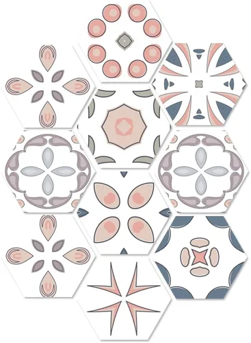 Vista 24 de Alwayspon 10 calcomanías hexagonales antideslizantes para el suelo, para decoración del hogar, despegar y pegar, autoadhesivas, para sala de estar