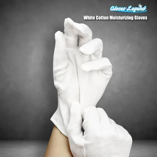 Vista 2 de 3 pares de guantes hidratantes de algodón blanco para manos secas, eczema, dormir, cuidado nocturno, 3 pares