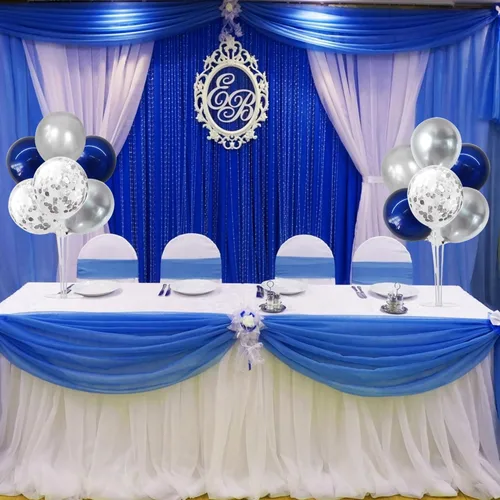 Vista 7 de TONIFUL Juego de 6 centros de mesa de globos de color azul marino y plateado para mesa, kit de arco de globos para decoraciones de graduación 2026