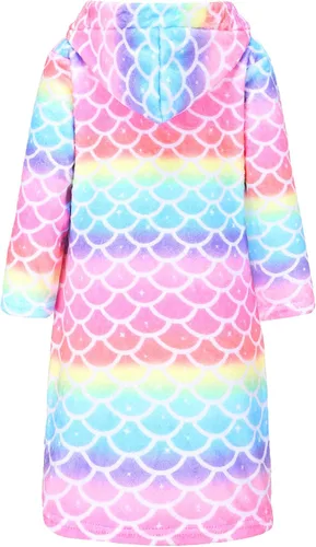 Vista 2 de Jxstar Girls Bathrobes Kids Hooded Robes Plush Fleece Pajamas Soft Coral Sleepwear