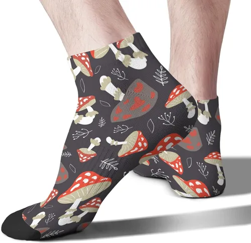 Vista 2 de devor Crew Socks Short for Men's Socks Short Socks Trendy Mushrooms Funny Mushrooms Magic Mushrooms Plant Forest Sock