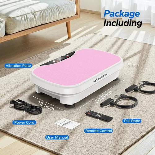 Vista 7 de Merach V28 Vibration Plate Exercise Machine with 99 Speeds & Bluetooth 9 Presets, Resistance Bands, 330lbs Capacity, Vibration Platform for Rosa