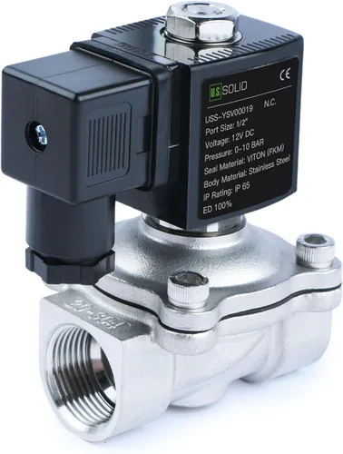 Vista 13 de U.S. Solid Válvula solenoide de latón de 1/2" - 12V DC, normalmente cerrada, válvula eléctrica de 10 bar para agua, aire, diésel