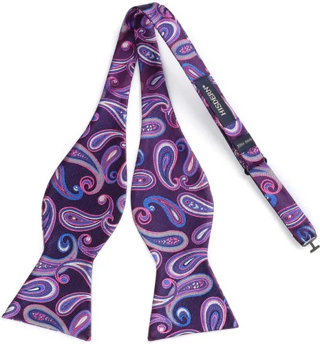 Vista 190 de HISDERN Pajaritas para hombre, corbatín de cachemira para hombre, corbata de lazo y bolsillo cuadrado, juego formal de esmoquin para boda