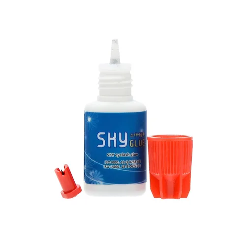 Vista 5 de Sky Glue KBS - Extensiones de pestañas de larga retención para 2 botellas, pegamento Sky S+ 0.2 onzas líquidas, color negro profesional, 1-2