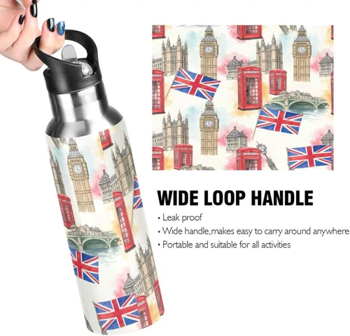 Vista 4 de Botella de agua de acero inoxidable aislada al vacío de 32 onzas, botella de agua deportiva sin BPA para gimnasio, viajes al aire libre, escuela