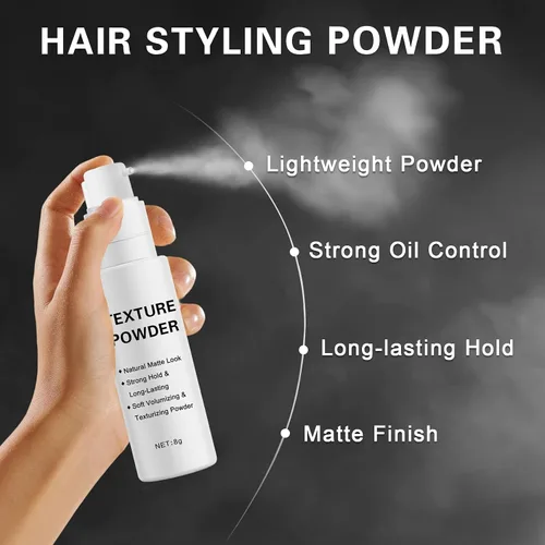 Vista 3 de Polvo para peinar el cabello para hombres y mujeres, aerosol en polvo para textura de cabello Ligero y voluminizante, acabado mate natural, fuerte
