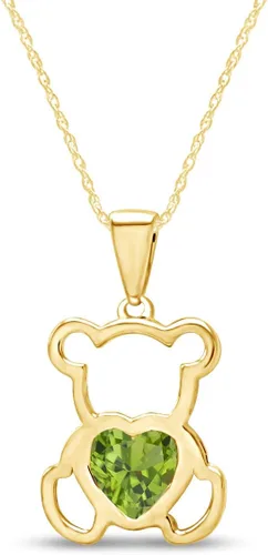 Vista 34 de Collar con colgante de oso de peluche con piedra natal para mujer Simulated Alexandrite