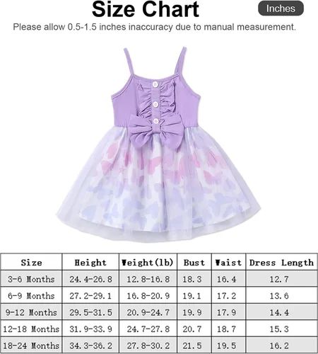 Vista 6 de PATPAT Baby Girl Dresses Strap Tutu Dress Butterfly Print Tulle Dress Flower Girl Party Birthday Princess Dresses