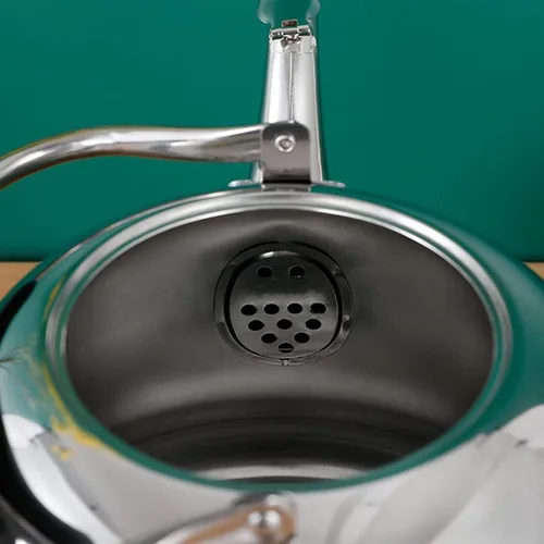 Vista 6 de Hervidor de té silbante, estufa de hervidor de té de acero inoxidable de 2L con mango anti-caliente, ollas de té hirviendo de agua caliente