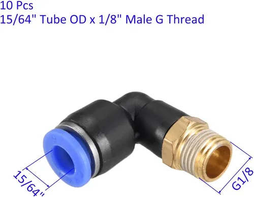 Vista 3 de M METERXITY Paquete de 10 accesorios de codo macho de tubo de empuje para conectar, conexión rápida de empuje de aire neumático, se aplica a