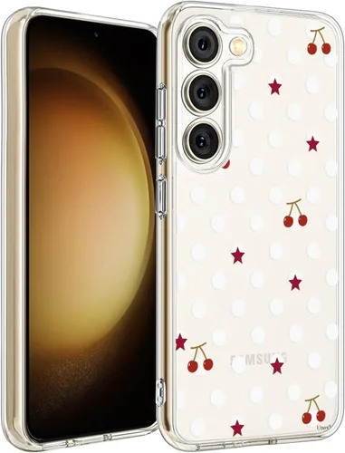 Vista 13 de Unov Funda para Galaxy S23, transparente con diseño, ajuste delgado, buen agarre, funda de teléfono en relieve, cubierta protectora a prueba