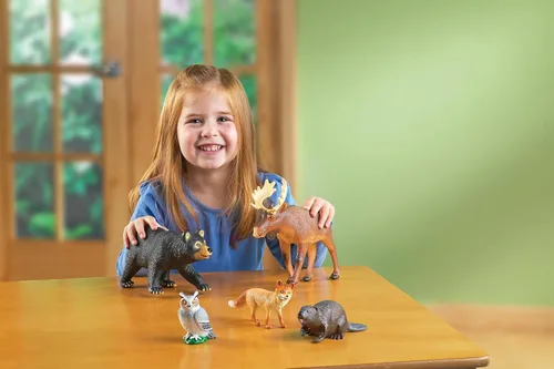 Vista 4 de Animales del bosque grandes de Learning Resources - Habilidades motoras finas para niños, figuras escolares para niños, Montessori para niños