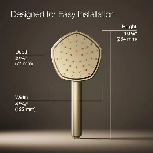 Vista 3 de Kohler 27052-G-AF Occasion® Ducha de mano de una sola función, 1.75 gpm, oro francés vibrante
