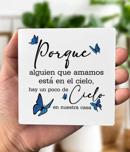 Vista 3 de Placa de madera de condolencia, regalo religioso español para la pérdida de un ser querido, soporte de madera, letrero de estilo español, regalo