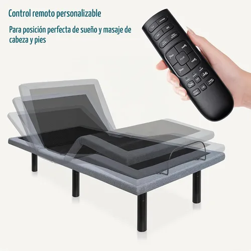 Vista 3 de Hedva Base de cama ajustable con motores de masaje, 4 puertos USB, luz LED, montaje en 5 minutos, múltiples posiciones preestablecidas para máxima