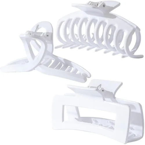 Vista 22 de Pinzas grandes para el cabello grueso, fino y fino, dientes de sujeción fuerte, pinzas de mandíbula granate entrelazadas para mujeres, juego de 3