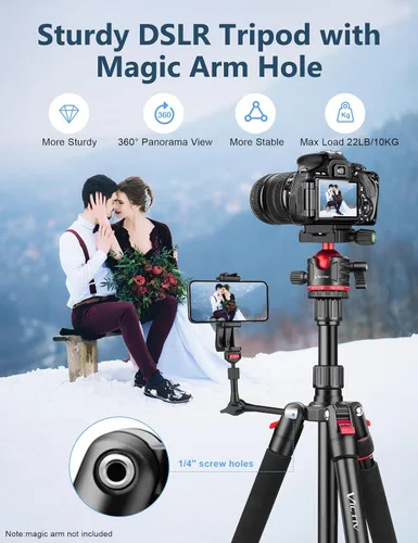 Vista 2 de Trípode profesional de 78 pulgadas para cámara Victiv, trípode monópode de aluminio para cámara DSLR, telescopio terrestre, telescopio, binoculares