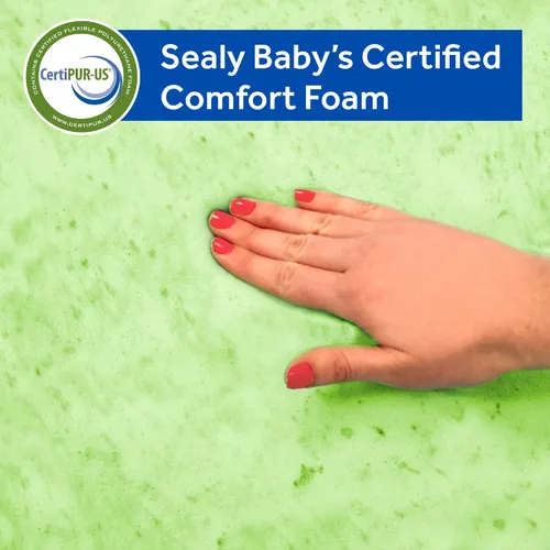 Vista 7 de Sealy Posture Perfect - Colchón impermeable de 2 etapas para cuna y colchón para cama de bebé, espuma viscoelástica híbrida y 150 bobinas de alta