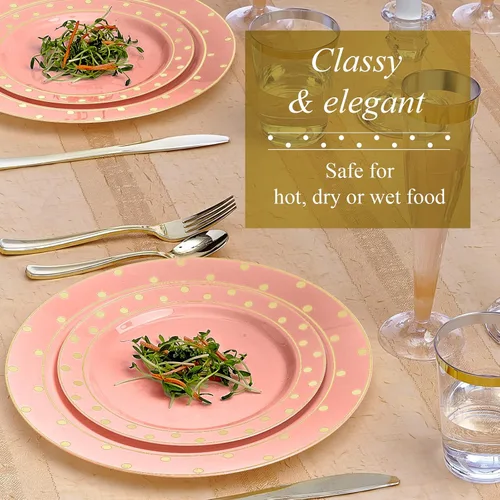 Vista 3 de SILVER SPOONS Elegantes platos desechables para fiestas – (24 piezas) juego de vajilla desechable resistente de 10.25 pulgadas, platos de plástico