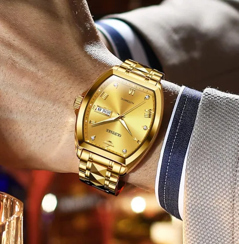 Vista 3 de OUPINKE Relojes automáticos de lujo para hombre, de cuerda automática, mecánico, de diamante, de acero de tungsteno, impermeable, luminoso