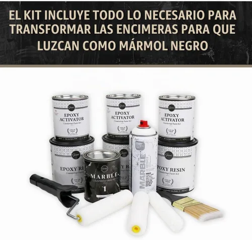 Vista 2 de Kit de pintura epoxi fácil de mármol Giani para encimera (Belgotta Negro)