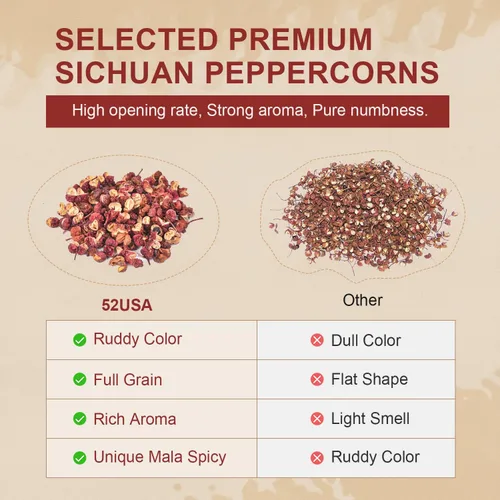 Vista 6 de 52USA Granos de Pimienta Sichuan, Granos de Pimienta Szechuan (4OZ), Auténticos Granos de Pimienta Roja Szechuan, Menos Semillas, Sabor Fuerte