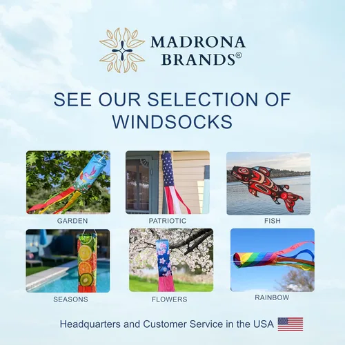 Vista 9 de Madrona Brands Calcetín de viento en espiral arcoíris para exteriores de 60 pulgadas Bandera decorativa duradera para colgar en exteriores