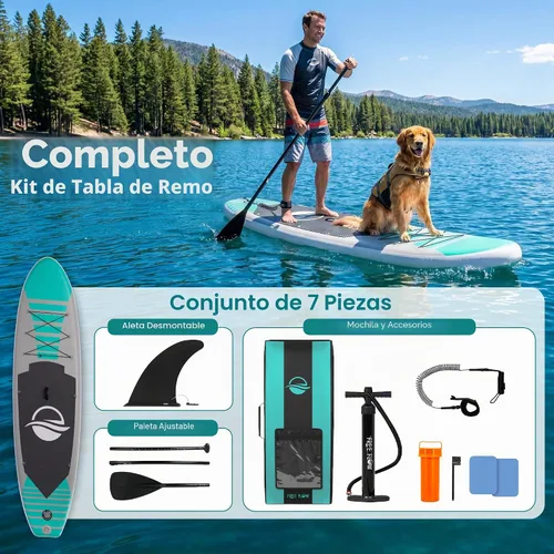 Vista 5 de SereneLife Tabla de remo inflable de 10 pies 6 pulgadas con accesorios de SUP de alta calidad, diseño estable de 32 pulgadas de ancho