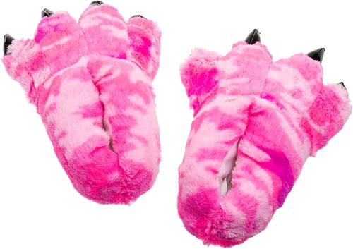 Vista 2 de Wishpets- Pantuflas rellenas con diseño de animal- pantuflas de peluche suave para niños y adultos, Rosado (Pink Camo)