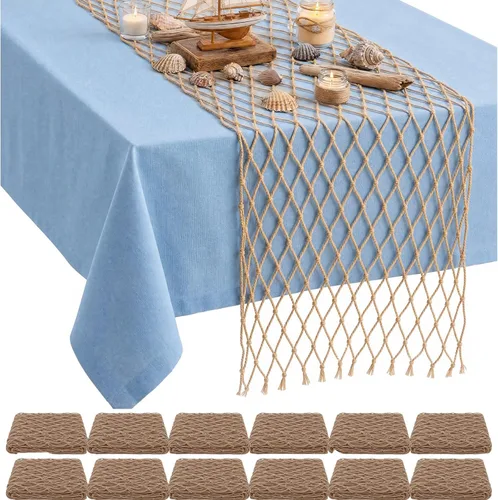 Vista 16 de SATINIOR 6 piezas de red de pesca de 12 x 108 pulgadas, decoración de Natural