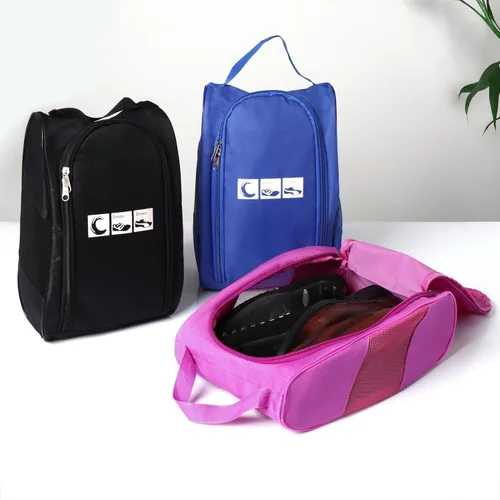 Vista 7 de Bolso portátil del zapato del viaje de Oxford, organizador impermeable del almacenamiento del embalaje del zapato con cierre de cremallera, Negro