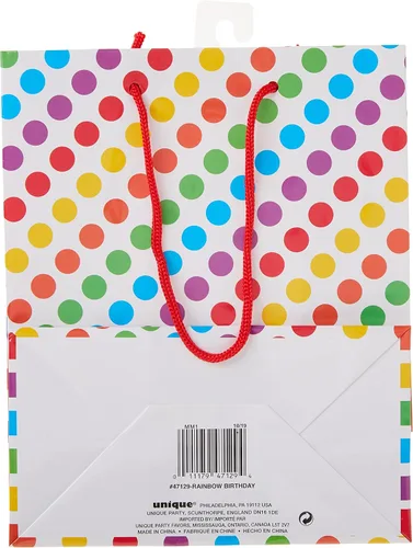 Vista 5 de Rainbow Birthday Bolsa de regalo de papel mediana (9 x 7 pulgadas), 1 unidad, diseño colorido y vibrante, calidad premium, ideal para regalos y más