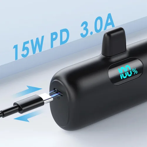 Vista 7 de Cargador portátil pequeño para iPhone 14/13,5000mAh PD cargador de carga rápida, mini batería portátil cargador de teléfono esencial de viaje