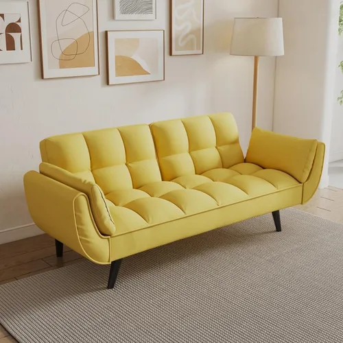 Vista 10 de 57" Sofa Sleeper Couch Daybed Velvet Loveseat Sofa Bed for Living Room, Modern Minimalist Tufted Comfy Sofa 2 Seat, Adjustable Small Couches for
