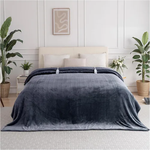 Vista 10 de Manta Térmica Eléctrica Tamaño Full 72''x84'', Manta Térmica de Franela de Doble Capa con Apagado Automático de 10 Horas y 8 Ajustes de Calor, Manta