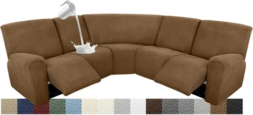 Vista 48 de Fundas para sofá modular reclinable, impermeable, en forma de L, lavable, para sofá reclinable en forma de L, súper elásticas, suaves, para esquinas