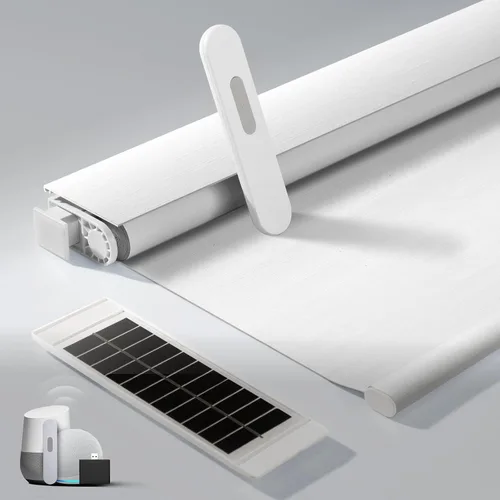 Vista 8 de Persianas motorizadas sin taladrar con control remoto, persianas automáticas opacas con panel solar, persianas enrollables eléctricas inteligentes