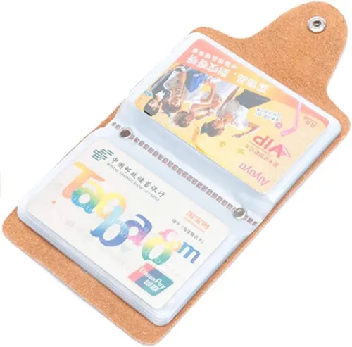Vista 6 de YaJaMa Cartera para tarjetas de crédito, pequeña, de piel auténtica, 26 ranuras, para tarjetas, organizador para mujeres y hombres, Púrpura, Cartera