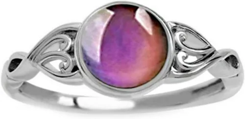 Vista 5 de Jude Jewelers - Anillo de forma redonda de piedra lunar simulada que cambia