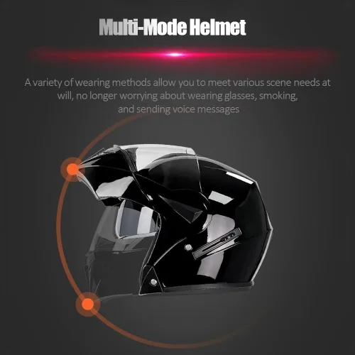Vista 4 de Casco Integral Abatible con Bluetooth para Motocicleta - ABS Transpirable con Doble Visera HD/Anti-Sol, Certificado DOT, Forro 3D Extraíble - 2.6