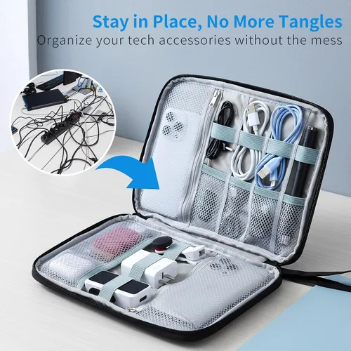 Vista 2 de 1 paquete de organizador de viaje electrónico bolsa de almacenamiento de cable de accesorios técnicos Large Travel Cable Organizer Pouch