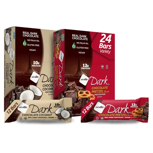 Vista 27 de NuGo Dark, caja variada de muestra, barra de proteínas veganas de 0.47-0.31 onzas, sin gluten, 12 CT