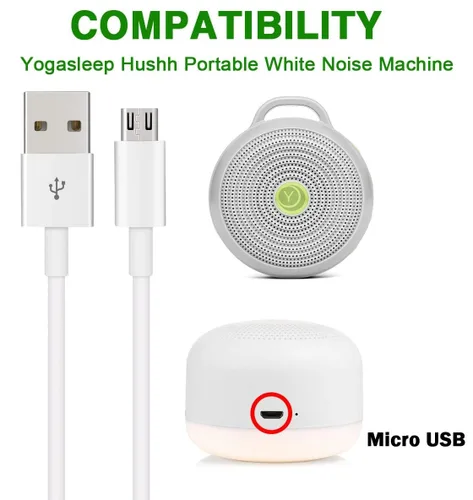 Vista 2 de Yogasleep - Cable de carga micro USB de 5 pies compatible con Yogasleep Hushh, máquina portátil de ruido blanco para bebé, máquina de ruido blanco